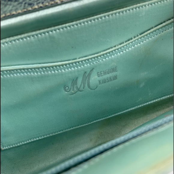 Genuine MORRIS MOSKOWITZ metallic silver kidskin shoulder bag with rhinestones - Picture 10 of 16